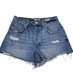 Cotton On Womens Original Cut Off‎ Denim Shorts Size 28 Distressed Blue